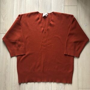 Aritzia Wilfred Free Oversized V Neck Pullover in Burnt Orange Size 2